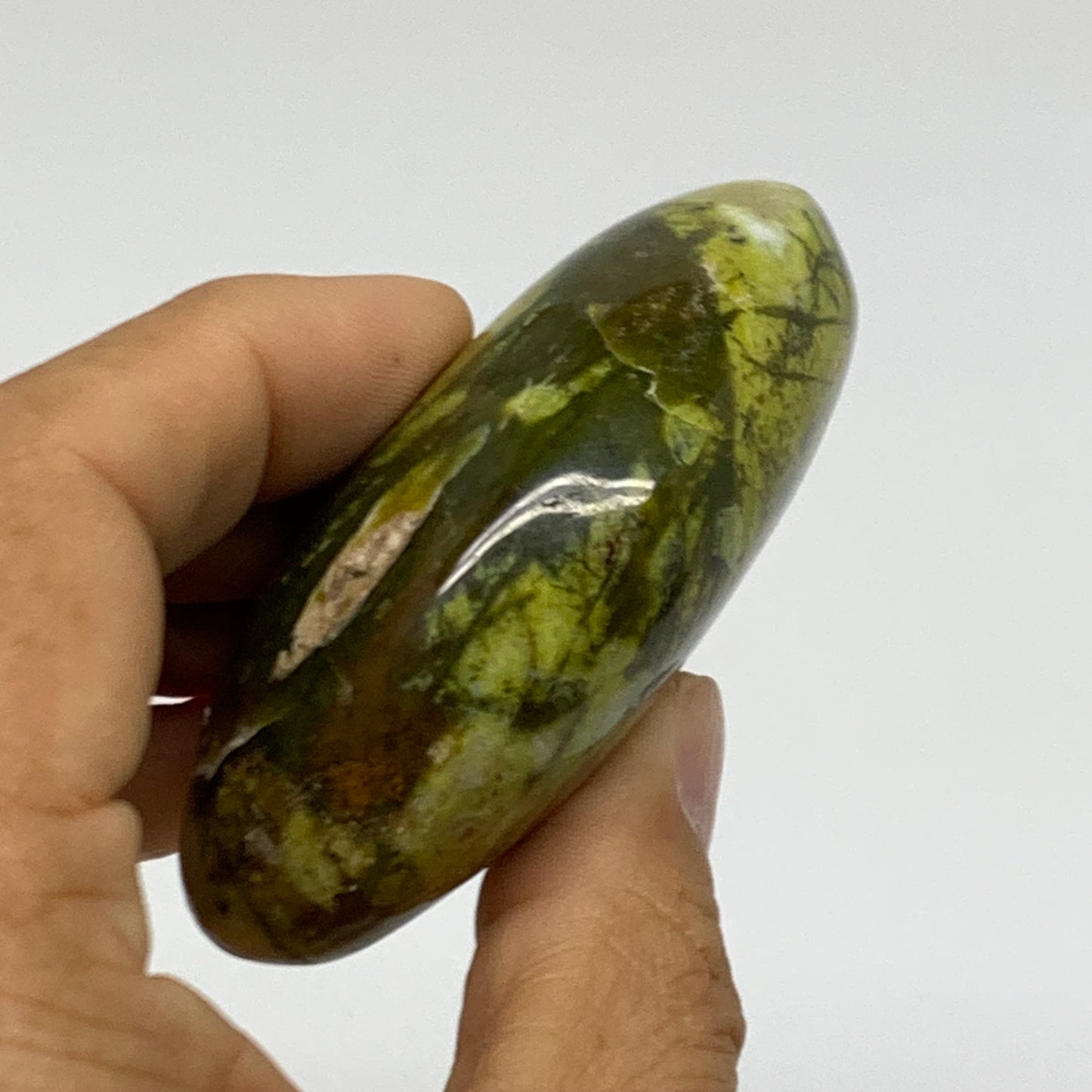116.7g, 2.8"x1.9"x1.1", Green Opal Crystal PalmStone Polished Reiki, B38266