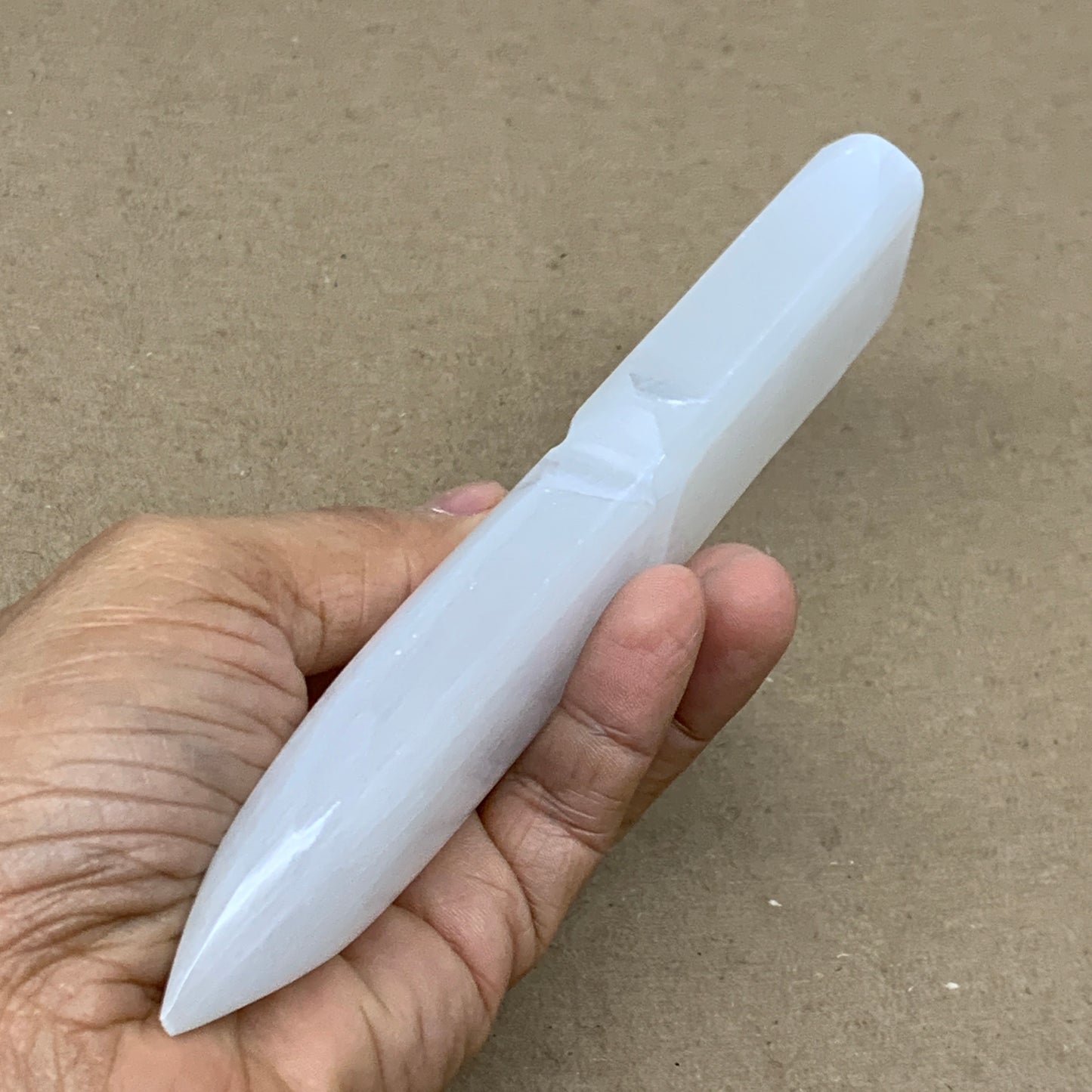 179g, 7.5"x1.4"x0.7", Natural Selenite Crystal Dagger (Satin Spar), B36470