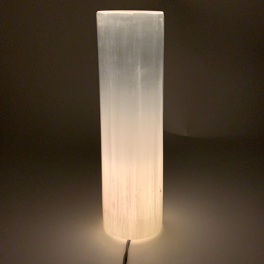 8.1 lbs. 11.75"x3.5", Cylinder Selenite (Satin Spar) Lamp, w/6ft Chord, B35845