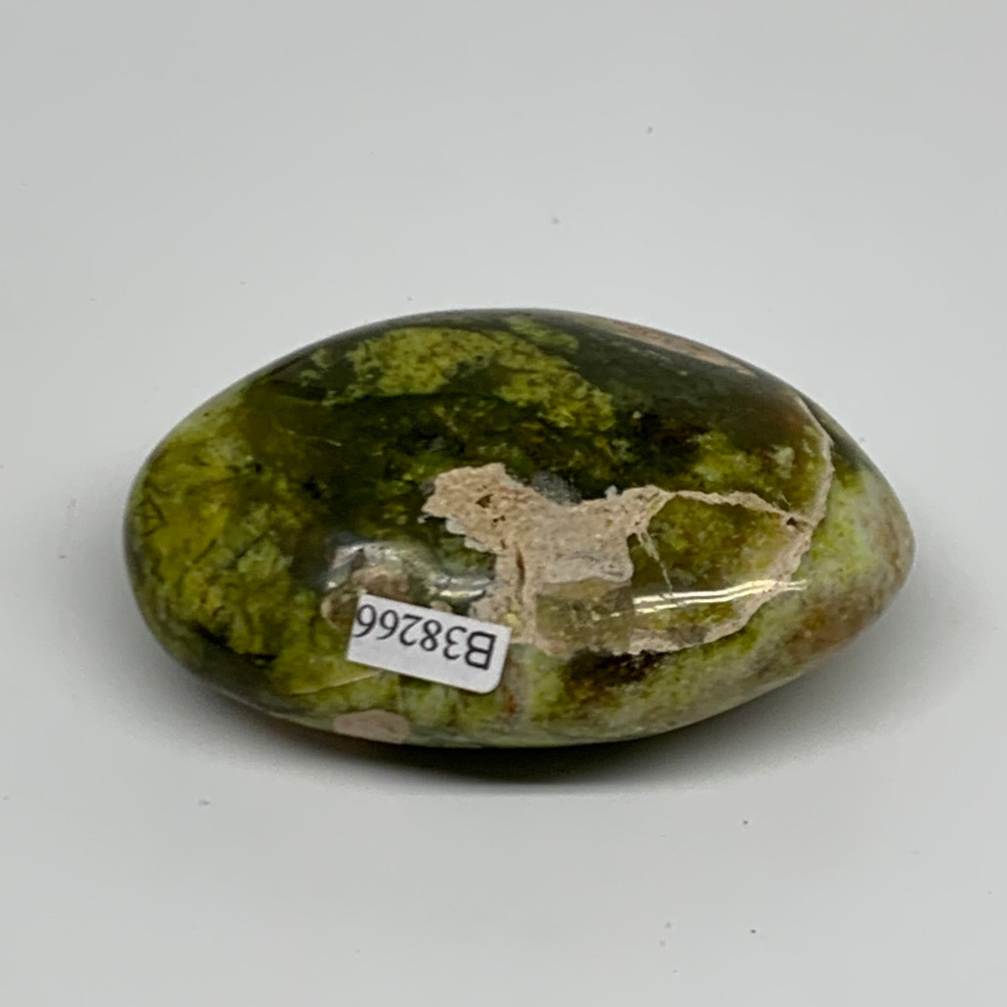 116.7g, 2.8"x1.9"x1.1", Green Opal Crystal PalmStone Polished Reiki, B38266