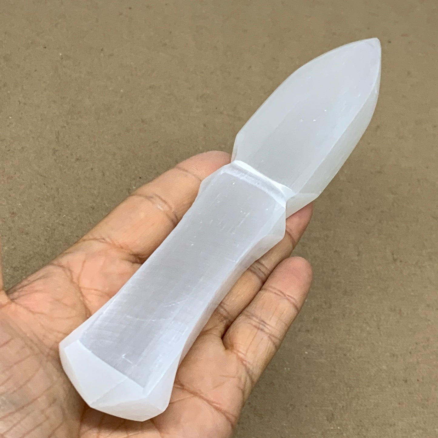 179g, 7.5"x1.4"x0.7", Natural Selenite Crystal Dagger (Satin Spar), B36470