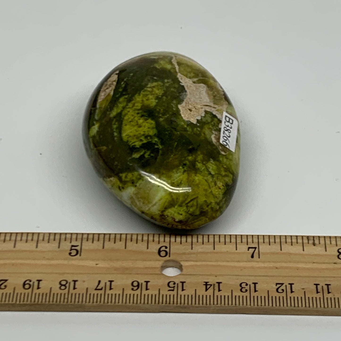 116.7g, 2.8"x1.9"x1.1", Green Opal Crystal PalmStone Polished Reiki, B38266