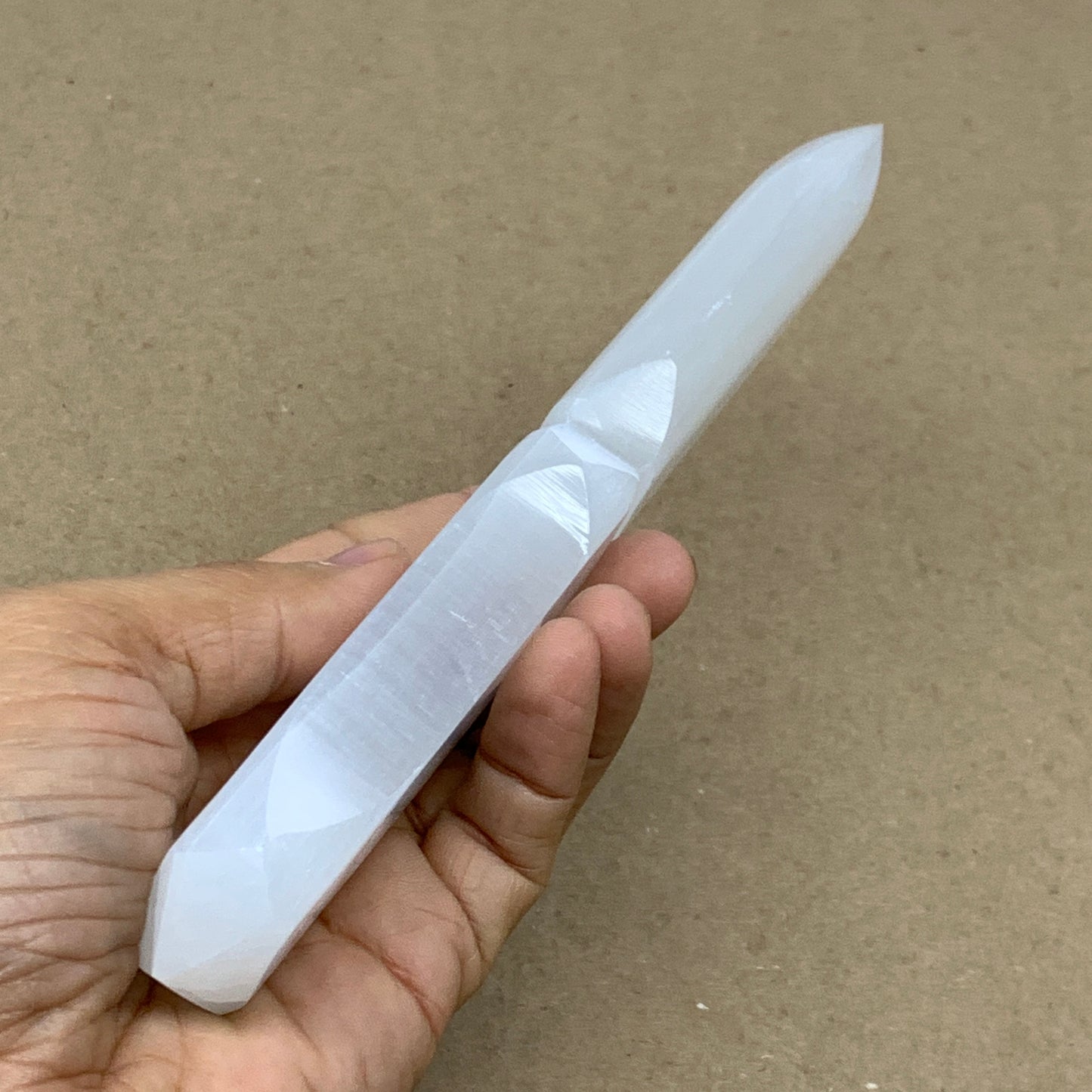 179g, 7.5"x1.4"x0.7", Natural Selenite Crystal Dagger (Satin Spar), B36470