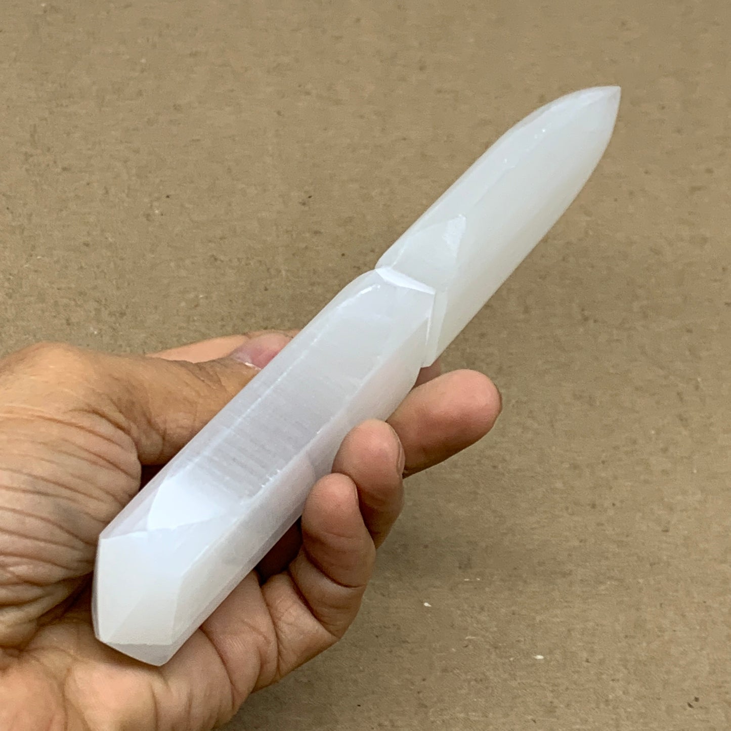 179g, 7.5"x1.4"x0.7", Natural Selenite Crystal Dagger (Satin Spar), B36470
