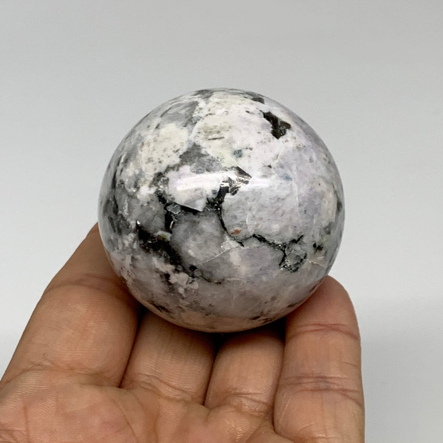 154.5g, 1.9"(47mm), Natural Rainbow Moonstone Sphere Ball Gemstone, B35184