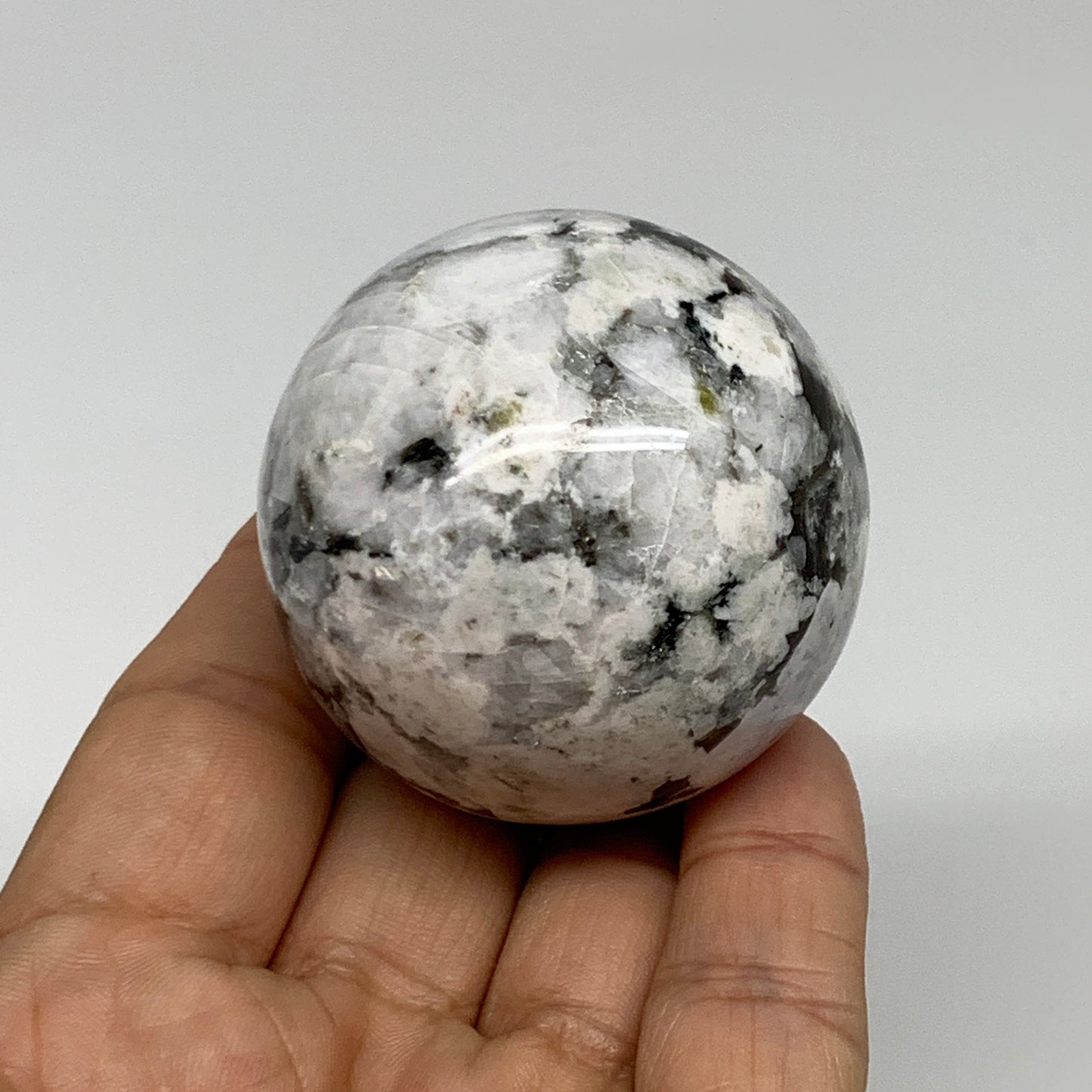 154.5g, 1.9"(47mm), Natural Rainbow Moonstone Sphere Ball Gemstone, B35184