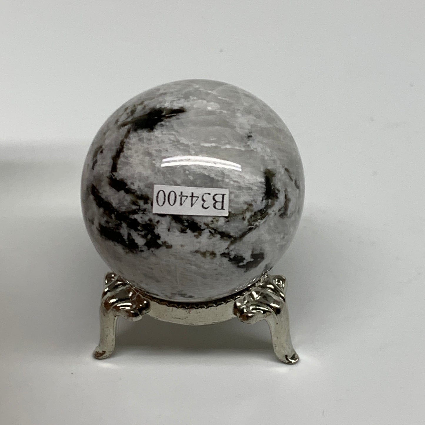 112.6g, 1.7"(43mm), Natural Rainbow Moonstone Sphere Ball Gemstone, B34400