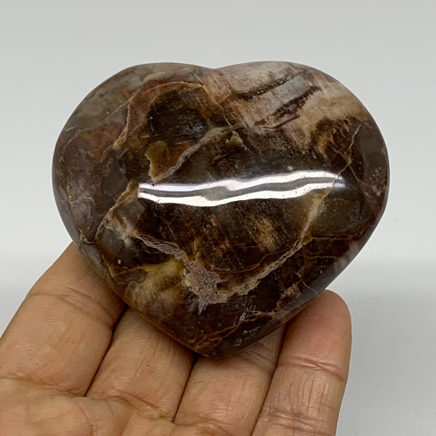0.40 lbs, 2.5"x2.8"x1.2", Natural Petrified Wood Heart Polished Crystal, B37412