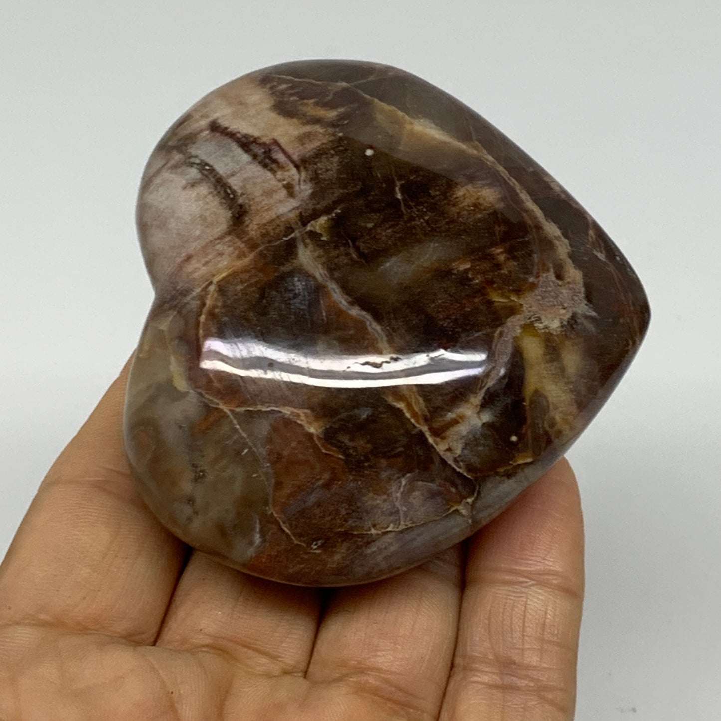0.40 lbs, 2.5"x2.8"x1.2", Natural Petrified Wood Heart Polished Crystal, B37412