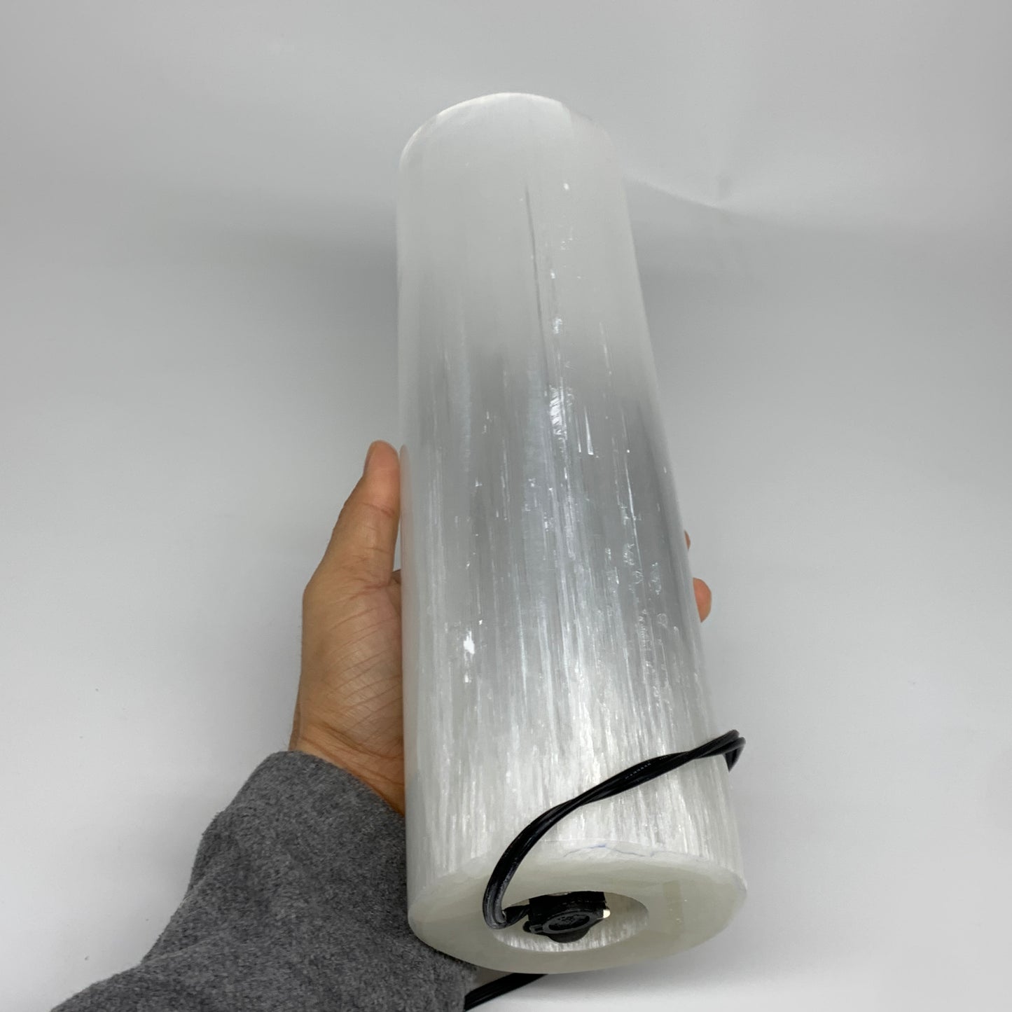 8.1 lbs. 11.75"x3.5", Cylinder Selenite (Satin Spar) Lamp, w/6ft Chord, B35845