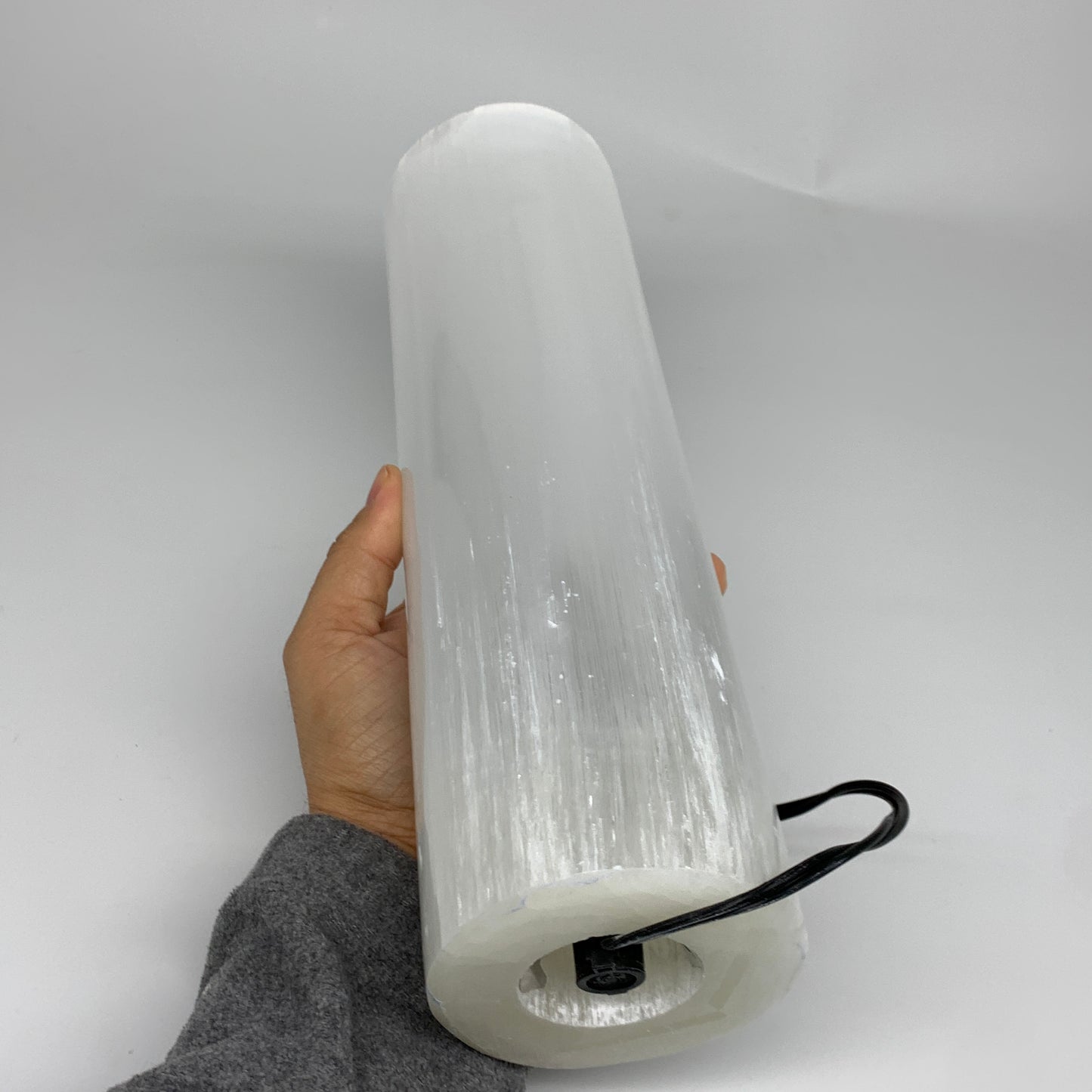 8.1 lbs. 11.75"x3.5", Cylinder Selenite (Satin Spar) Lamp, w/6ft Chord, B35845