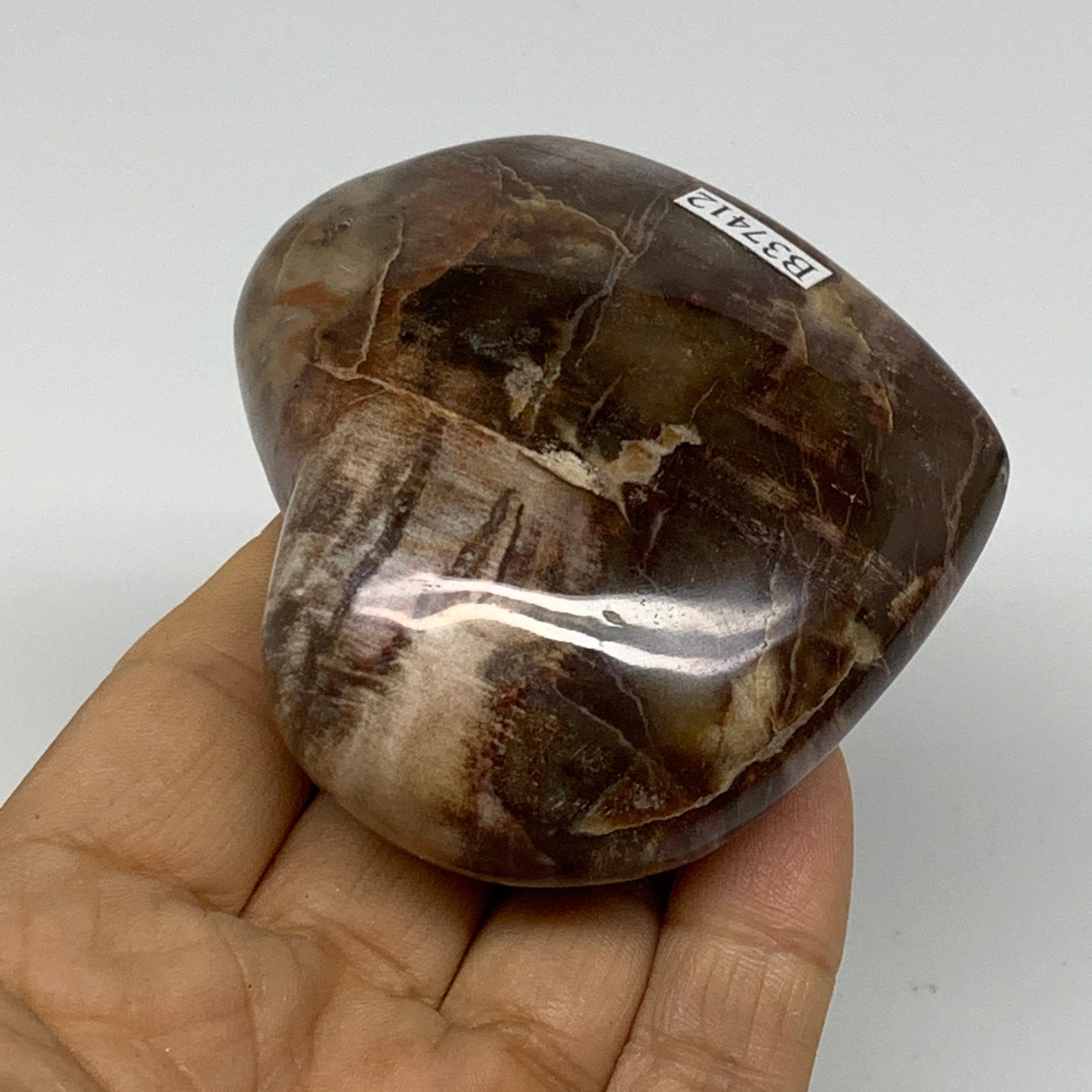 0.40 lbs, 2.5"x2.8"x1.2", Natural Petrified Wood Heart Polished Crystal, B37412