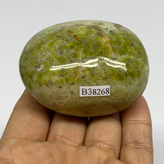 140g, 2.5"x2"x1.5", Green Opal Crystal PalmStone Polished Reiki, B38268