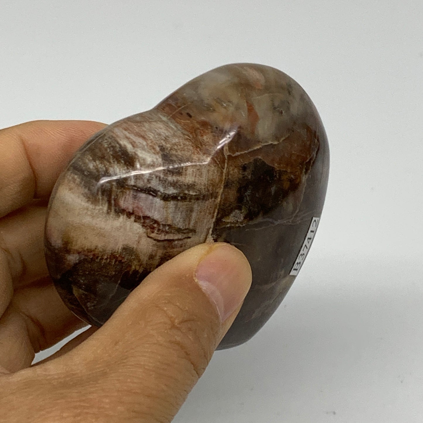 0.40 lbs, 2.5"x2.8"x1.2", Natural Petrified Wood Heart Polished Crystal, B37412
