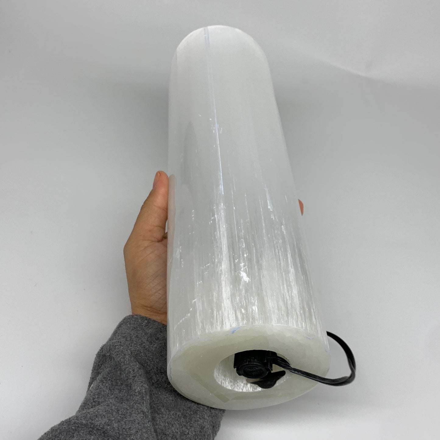 8.1 lbs. 11.75"x3.5", Cylinder Selenite (Satin Spar) Lamp, w/6ft Chord, B35845