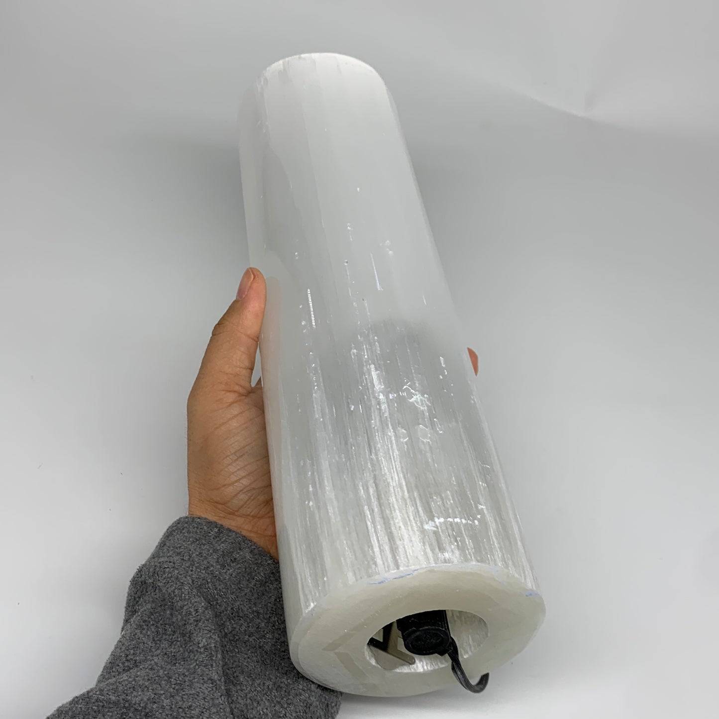 8.1 lbs. 11.75"x3.5", Cylinder Selenite (Satin Spar) Lamp, w/6ft Chord, B35845