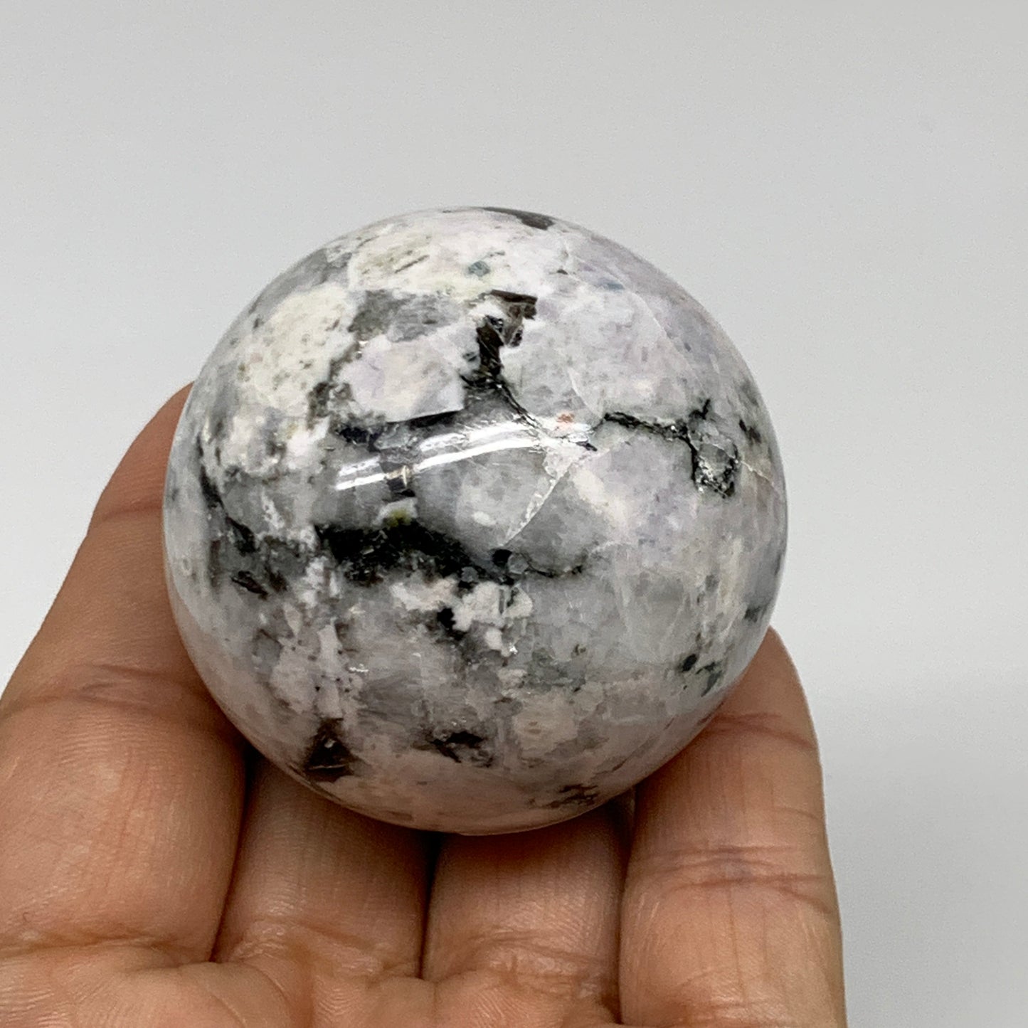 154.5g, 1.9"(47mm), Natural Rainbow Moonstone Sphere Ball Gemstone, B35184