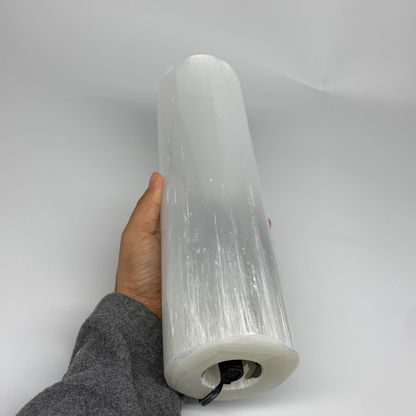 8.1 lbs. 11.75"x3.5", Cylinder Selenite (Satin Spar) Lamp, w/6ft Chord, B35845