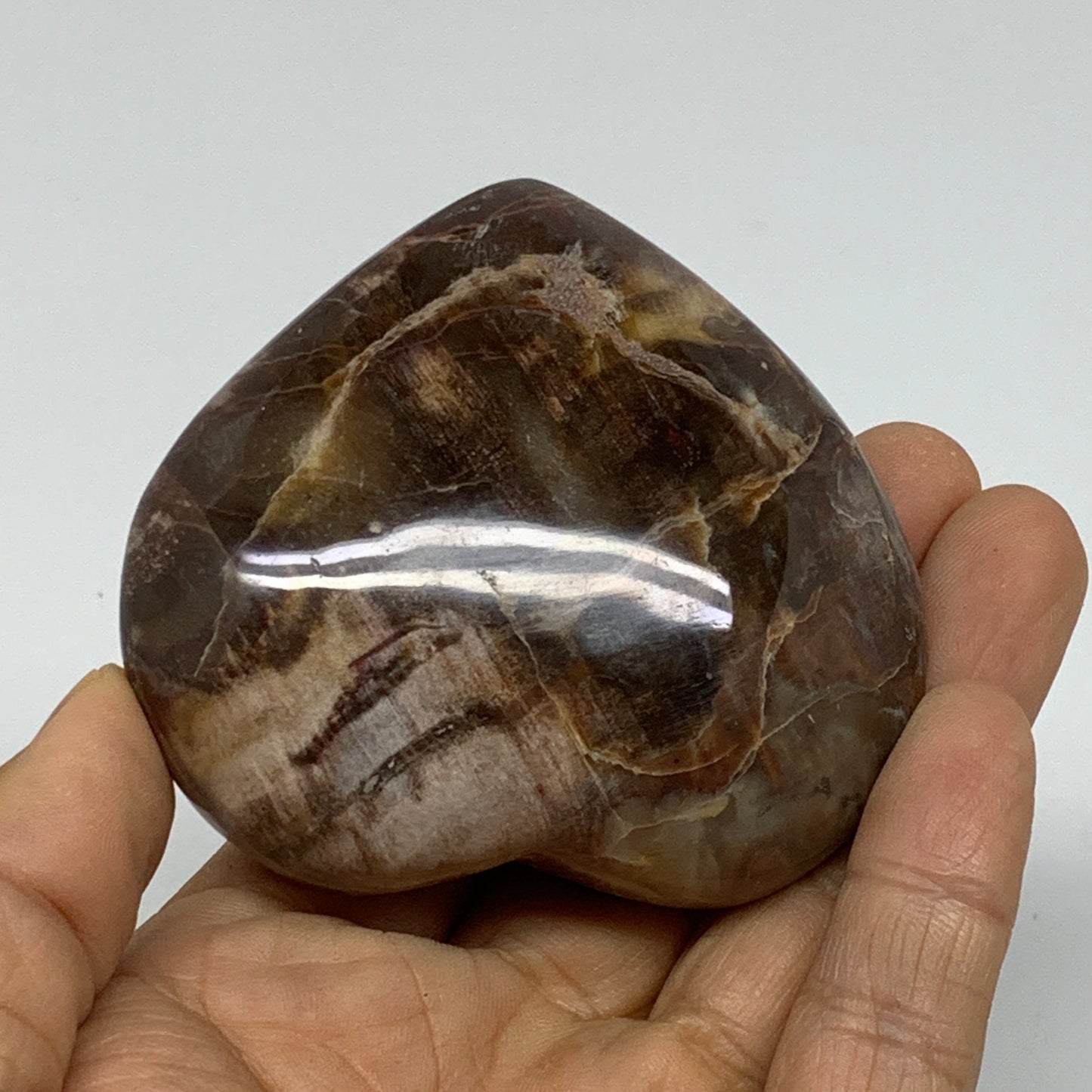 0.40 lbs, 2.5"x2.8"x1.2", Natural Petrified Wood Heart Polished Crystal, B37412