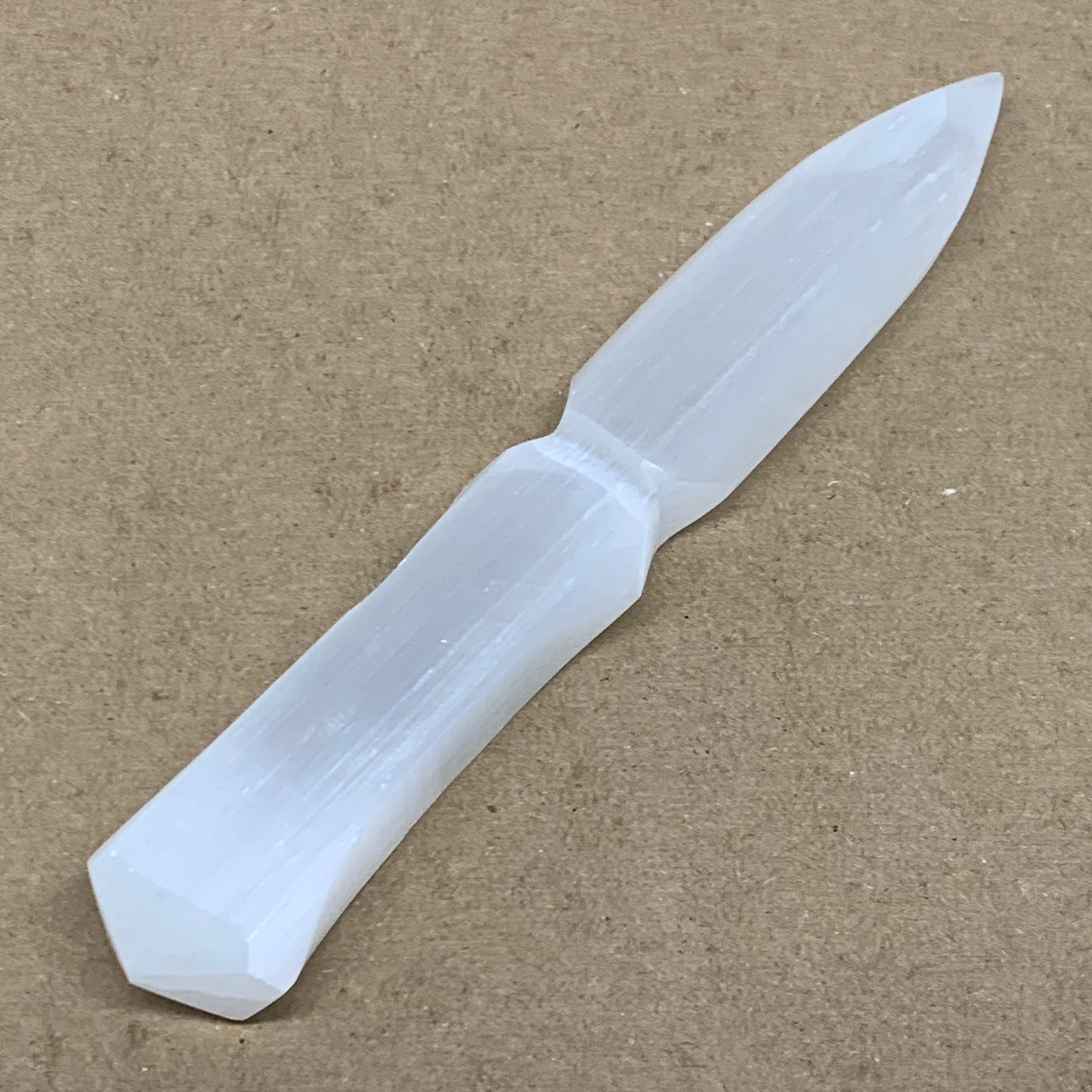 130g, 7.5"x1.1"x0.6", Natural Selenite Crystal Dagger (Satin Spar), B36471