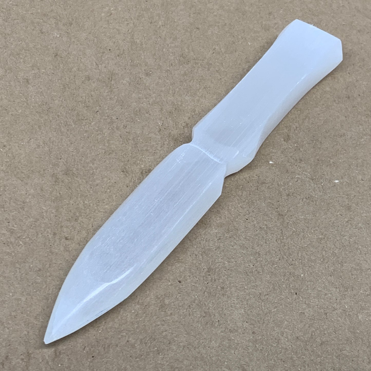 130g, 7.5"x1.1"x0.6", Natural Selenite Crystal Dagger (Satin Spar), B36471