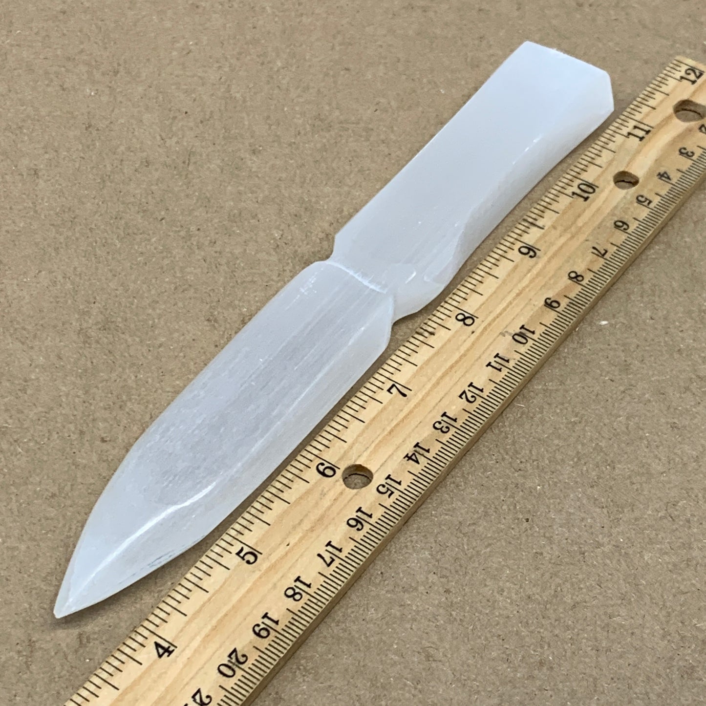 130g, 7.5"x1.1"x0.6", Natural Selenite Crystal Dagger (Satin Spar), B36471