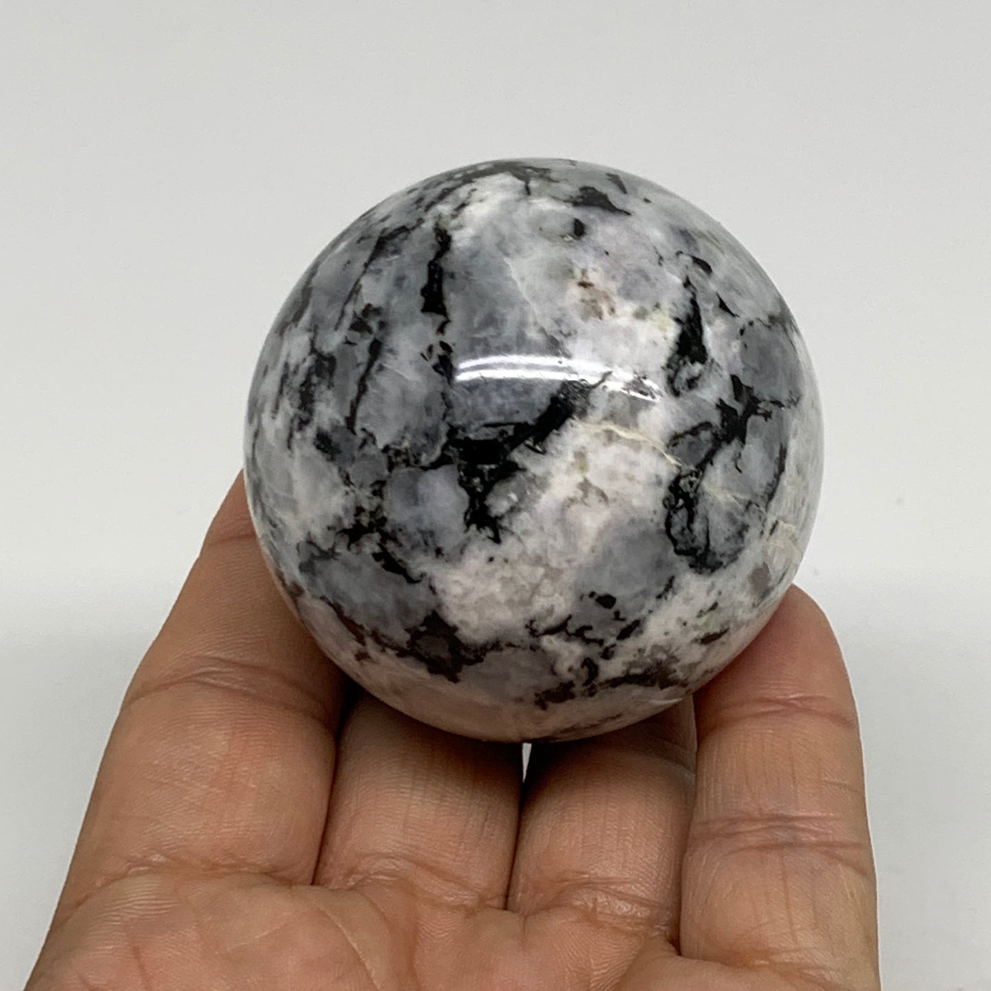 206.7g, 2.1"(53mm), Natural Rainbow Moonstone Sphere Ball Gemstone, B34401