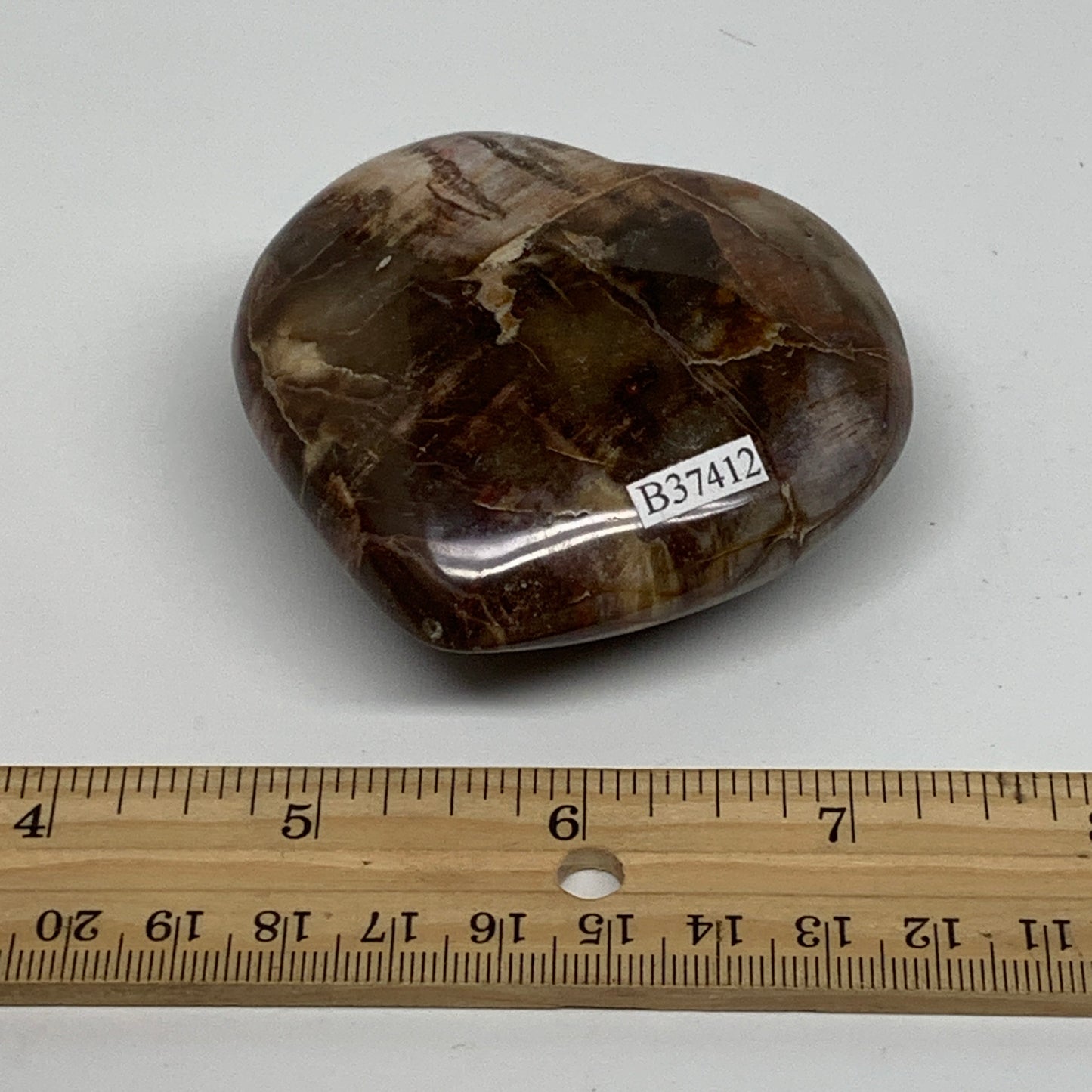 0.40 lbs, 2.5"x2.8"x1.2", Natural Petrified Wood Heart Polished Crystal, B37412