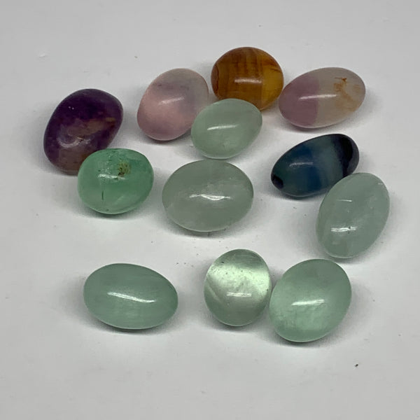 136.4g, 0.8"-1.1", 12pcs, Multi Color Fluorite Crystal Tumbled Stones, B28741