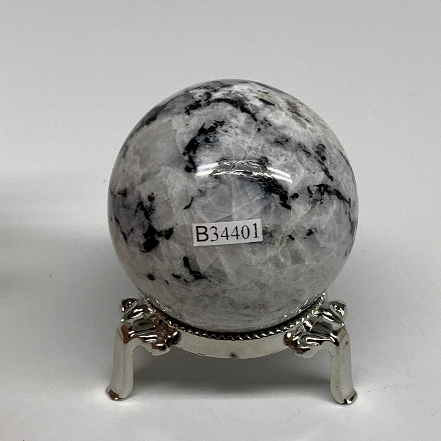 206.7g, 2.1"(53mm), Natural Rainbow Moonstone Sphere Ball Gemstone, B34401