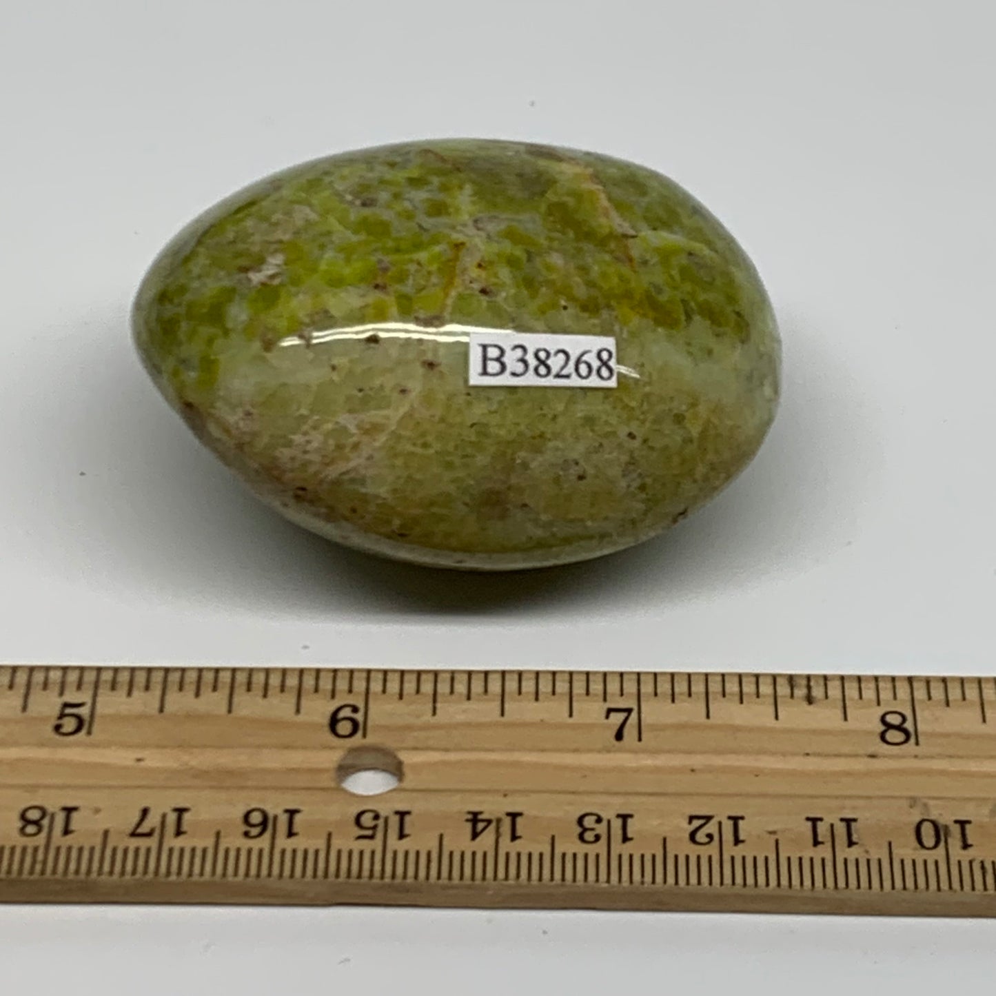 140g, 2.5"x2"x1.5", Green Opal Crystal PalmStone Polished Reiki, B38268