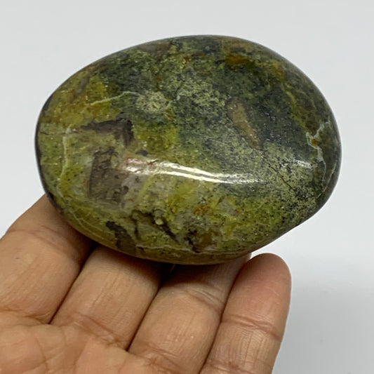 147.5g, 2.8"x2.3"x1.1", Green Opal Crystal PalmStone Polished Reiki, B38269