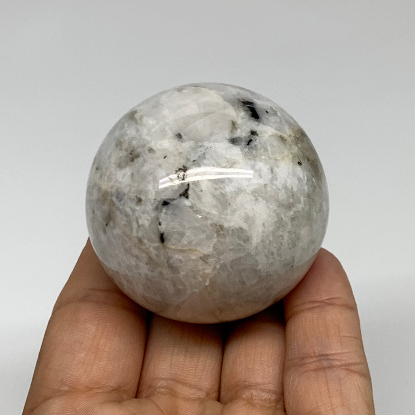 158.7g, 1.9"(49mm), Natural Rainbow Moonstone Sphere Ball Gemstone, B35185
