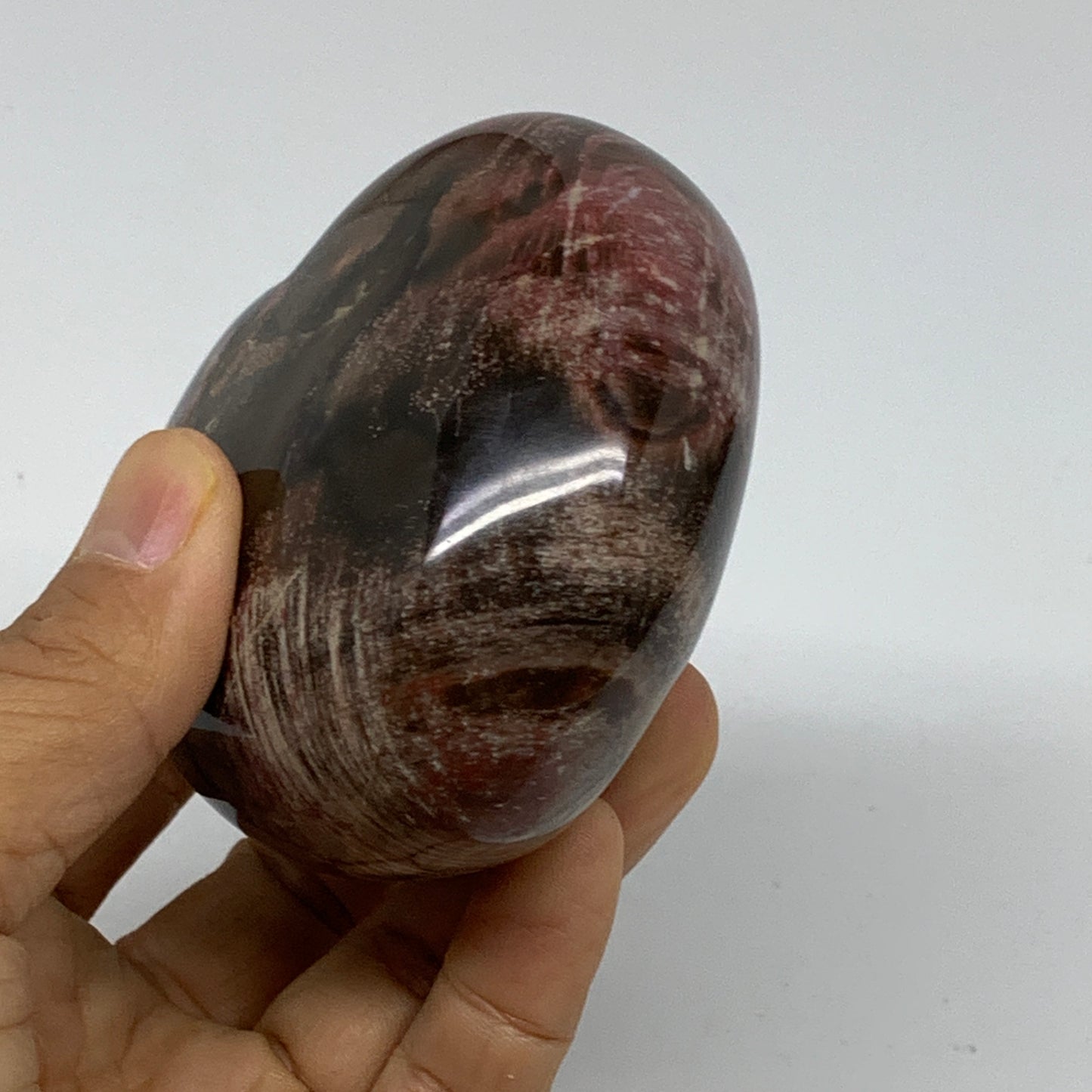 0.85 lbs, 3"x3.1"x1.8", Natural Petrified Wood Heart Polished Crystal, B37413