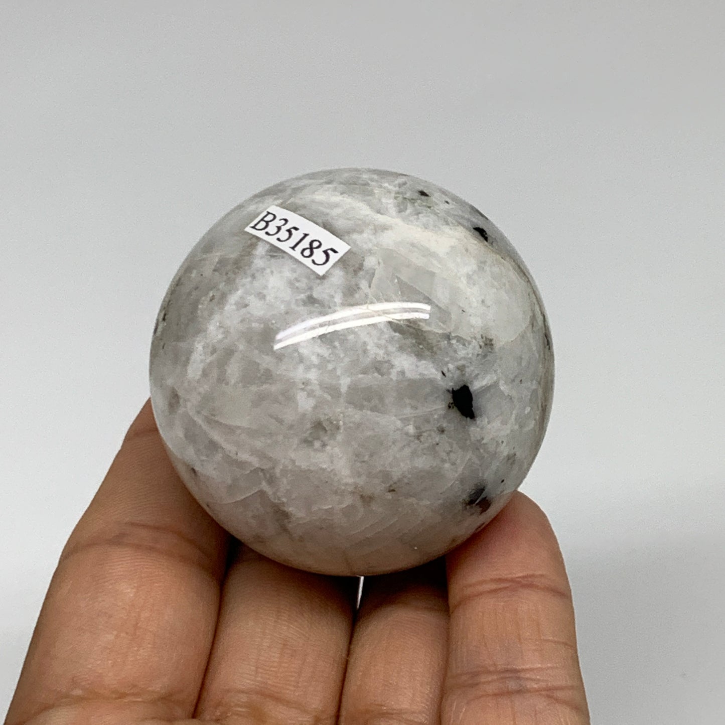 158.7g, 1.9"(49mm), Natural Rainbow Moonstone Sphere Ball Gemstone, B35185