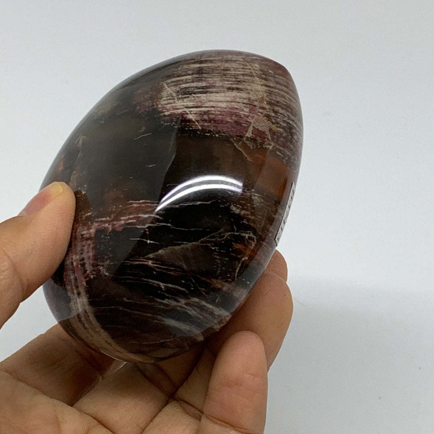 0.85 lbs, 3"x3.1"x1.8", Natural Petrified Wood Heart Polished Crystal, B37413
