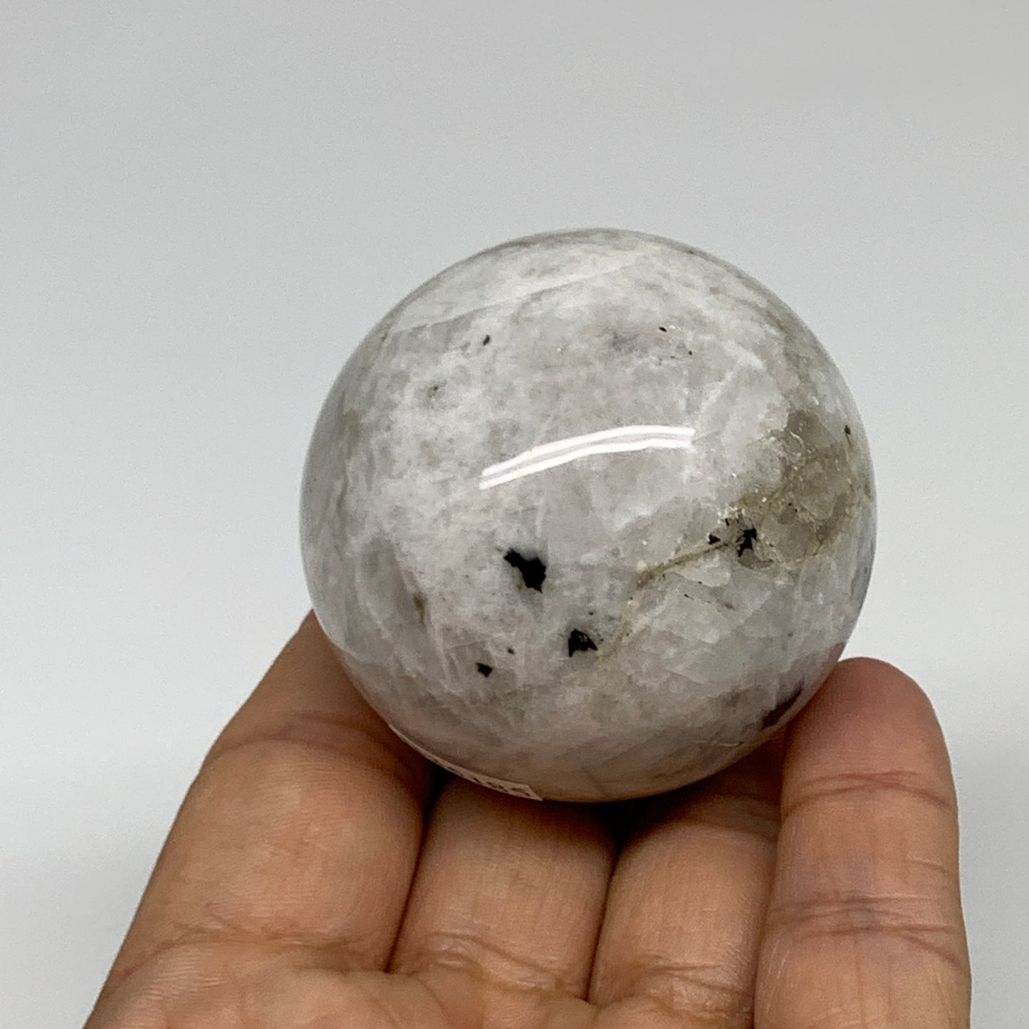 158.7g, 1.9"(49mm), Natural Rainbow Moonstone Sphere Ball Gemstone, B35185