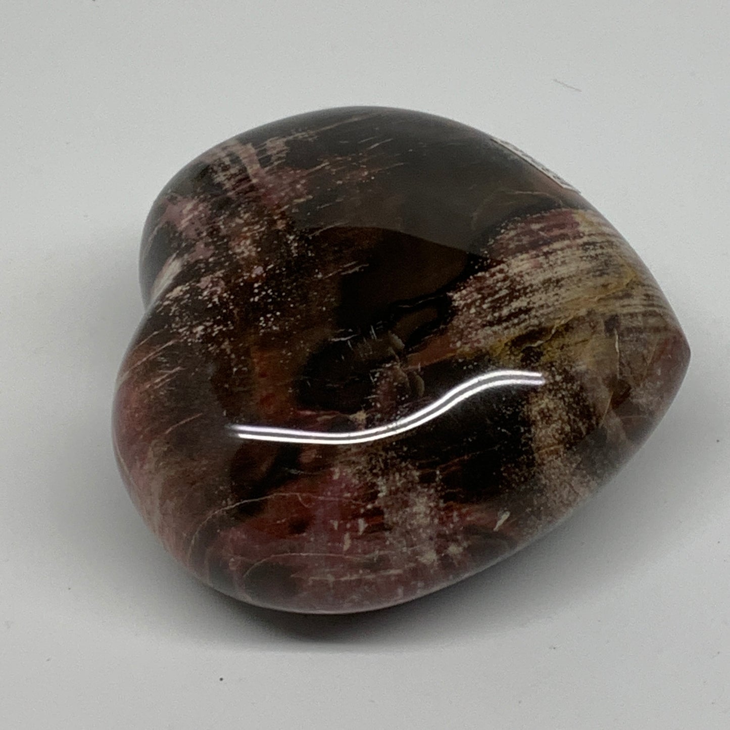 0.85 lbs, 3"x3.1"x1.8", Natural Petrified Wood Heart Polished Crystal, B37413