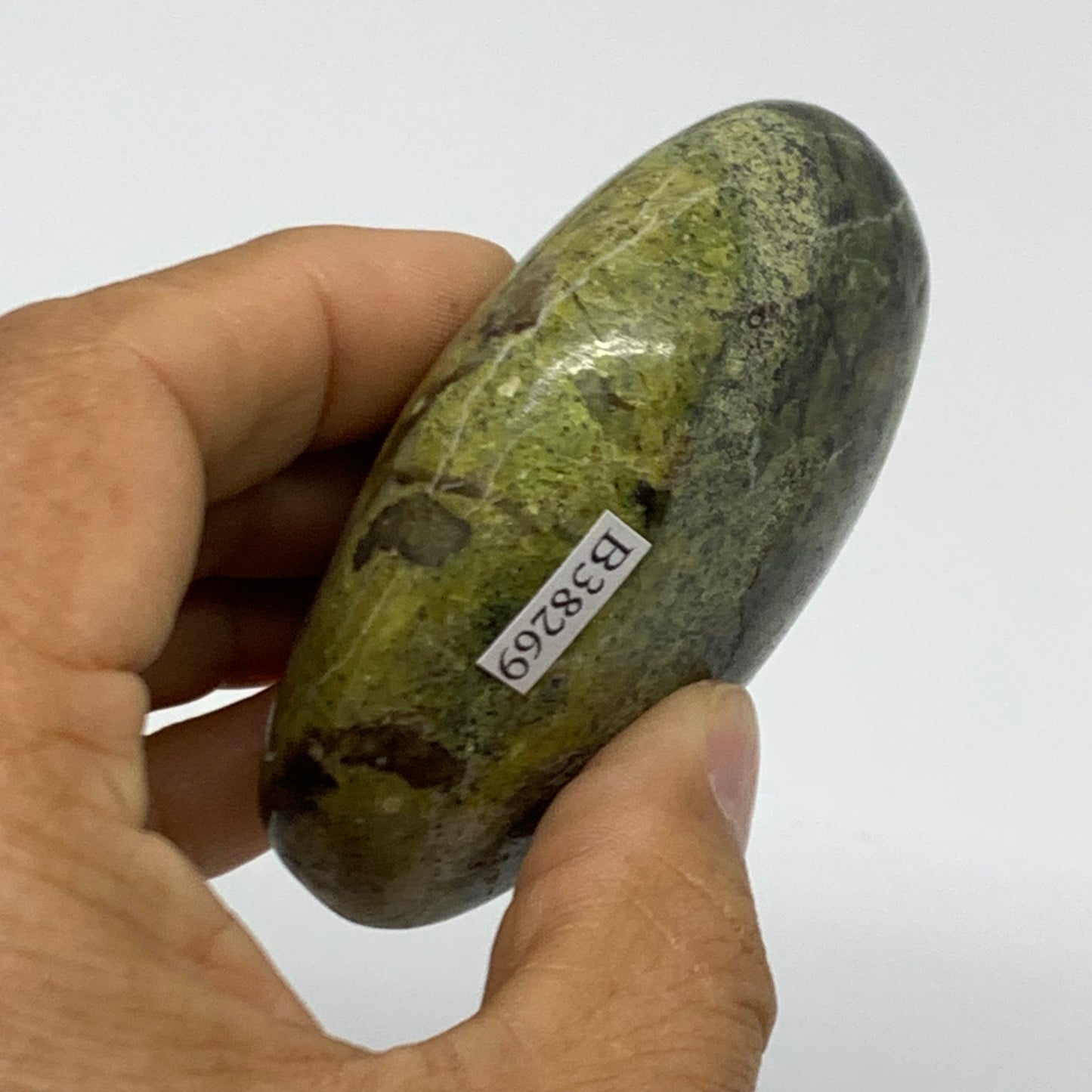 147.5g, 2.8"x2.3"x1.1", Green Opal Crystal PalmStone Polished Reiki, B38269