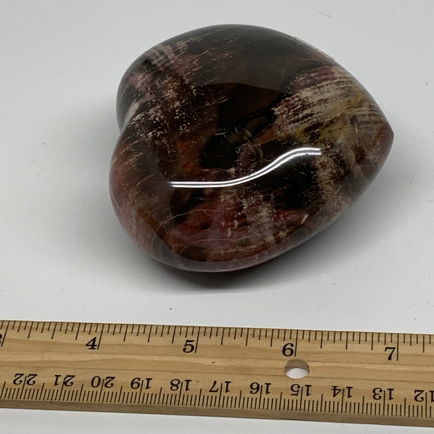 0.85 lbs, 3"x3.1"x1.8", Natural Petrified Wood Heart Polished Crystal, B37413