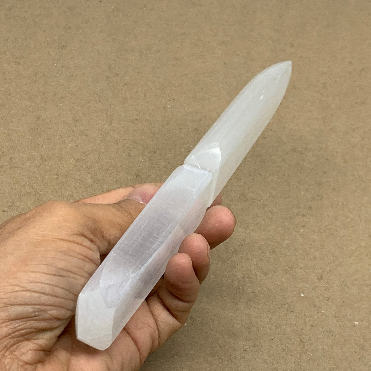 156g, 7.5"x1.3"x0.6", Natural Selenite Crystal Dagger (Satin Spar), B36472