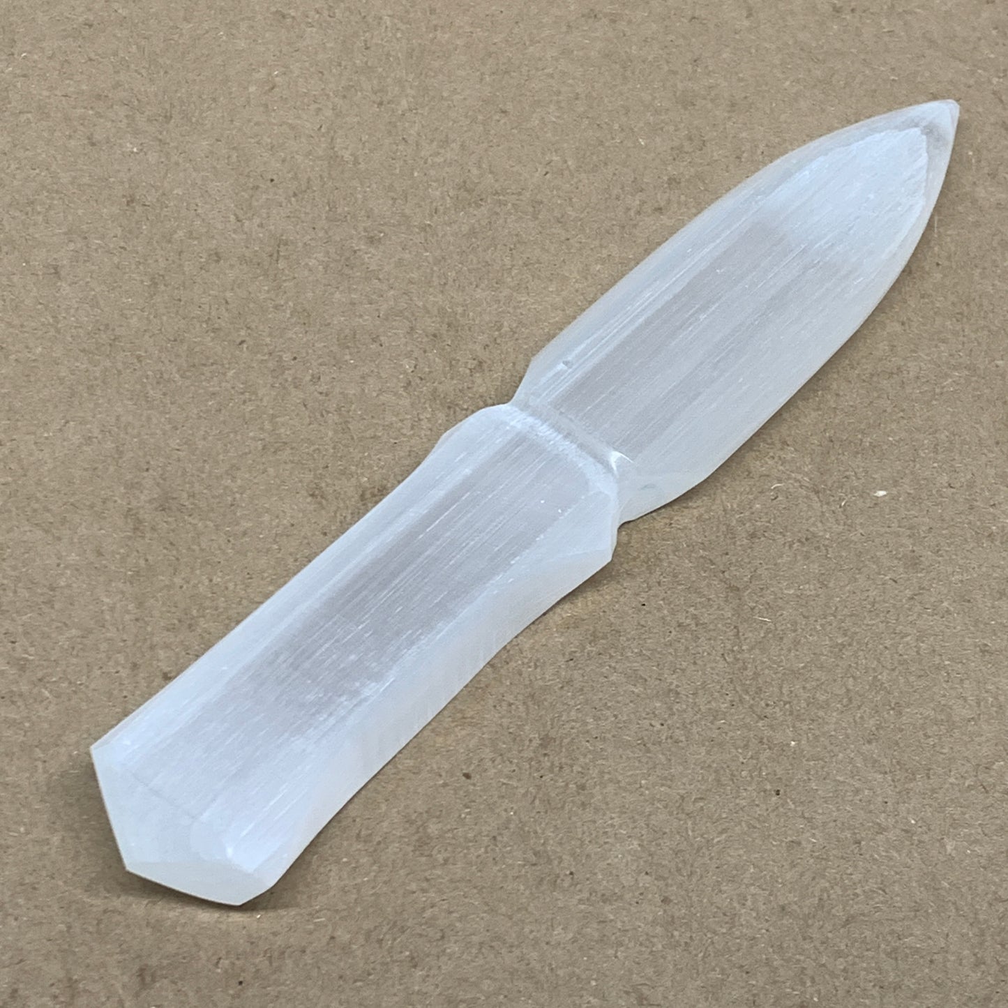 156g, 7.5"x1.3"x0.6", Natural Selenite Crystal Dagger (Satin Spar), B36472