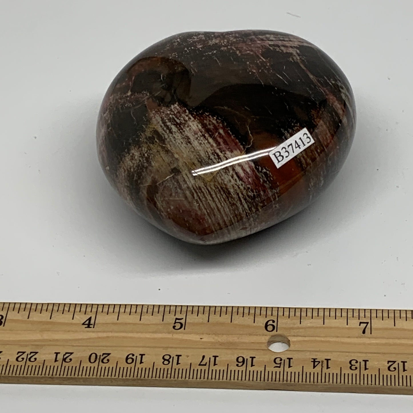 0.85 lbs, 3"x3.1"x1.8", Natural Petrified Wood Heart Polished Crystal, B37413