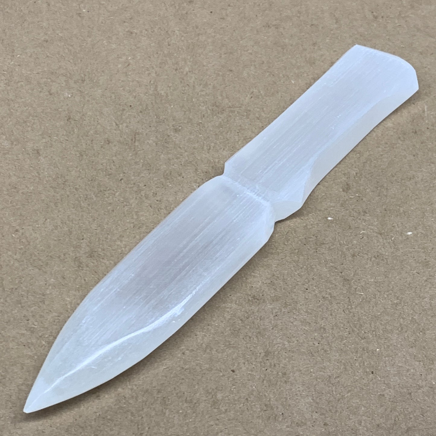 156g, 7.5"x1.3"x0.6", Natural Selenite Crystal Dagger (Satin Spar), B36472