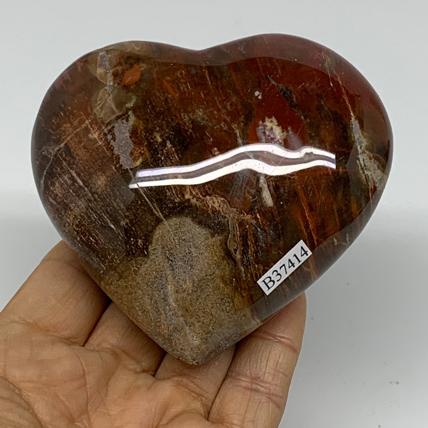 0.87 lbs, 3.2"x3.5"x1.6", Natural Petrified Wood Heart Polished Crystal, B37414