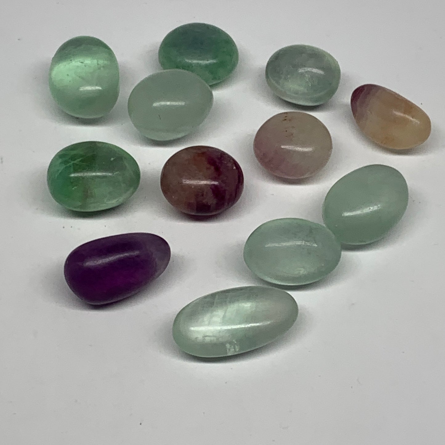 141.1g, 0.8"-1.2", 10pcs, Multi Color Fluorite Crystal Tumbled Stones, B28742