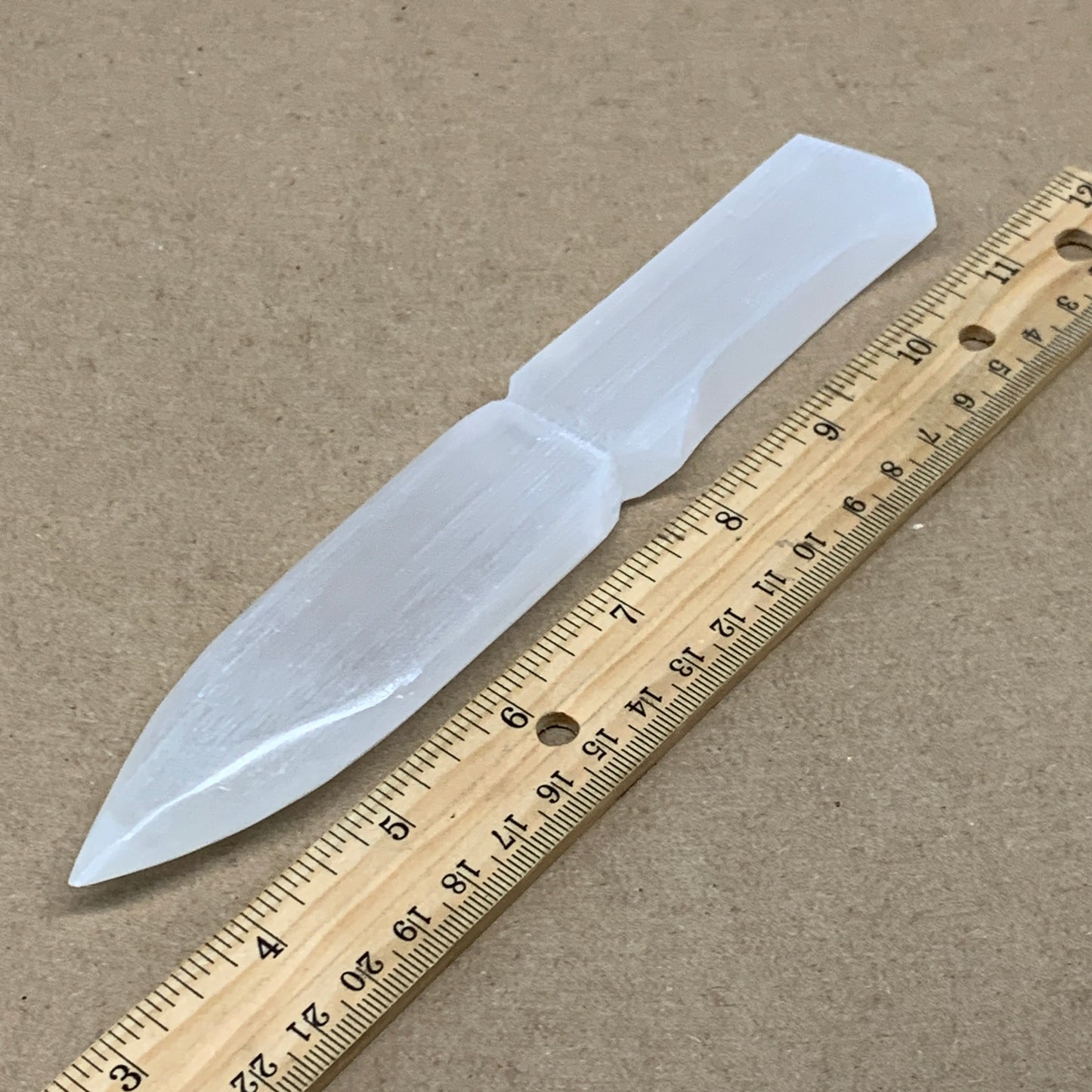 156g, 7.5"x1.3"x0.6", Natural Selenite Crystal Dagger (Satin Spar), B36472