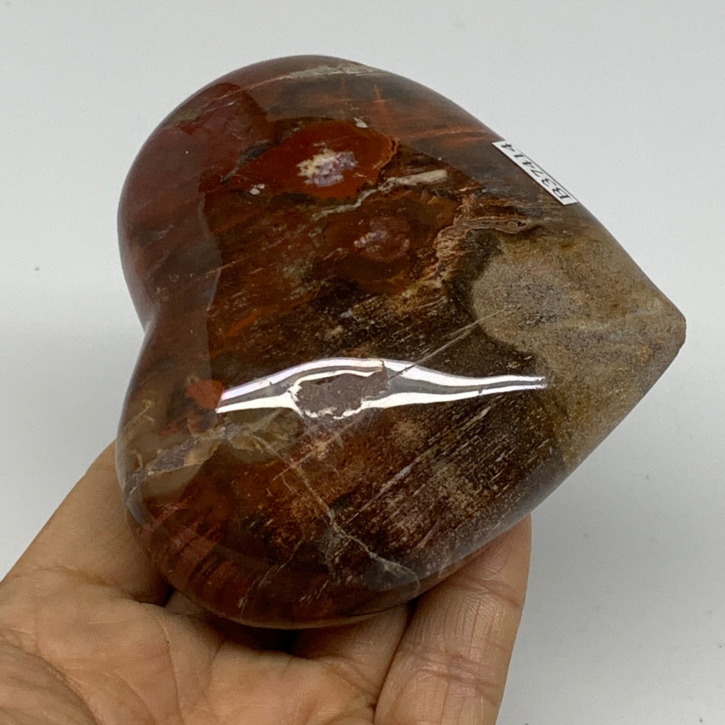 0.87 lbs, 3.2"x3.5"x1.6", Natural Petrified Wood Heart Polished Crystal, B37414