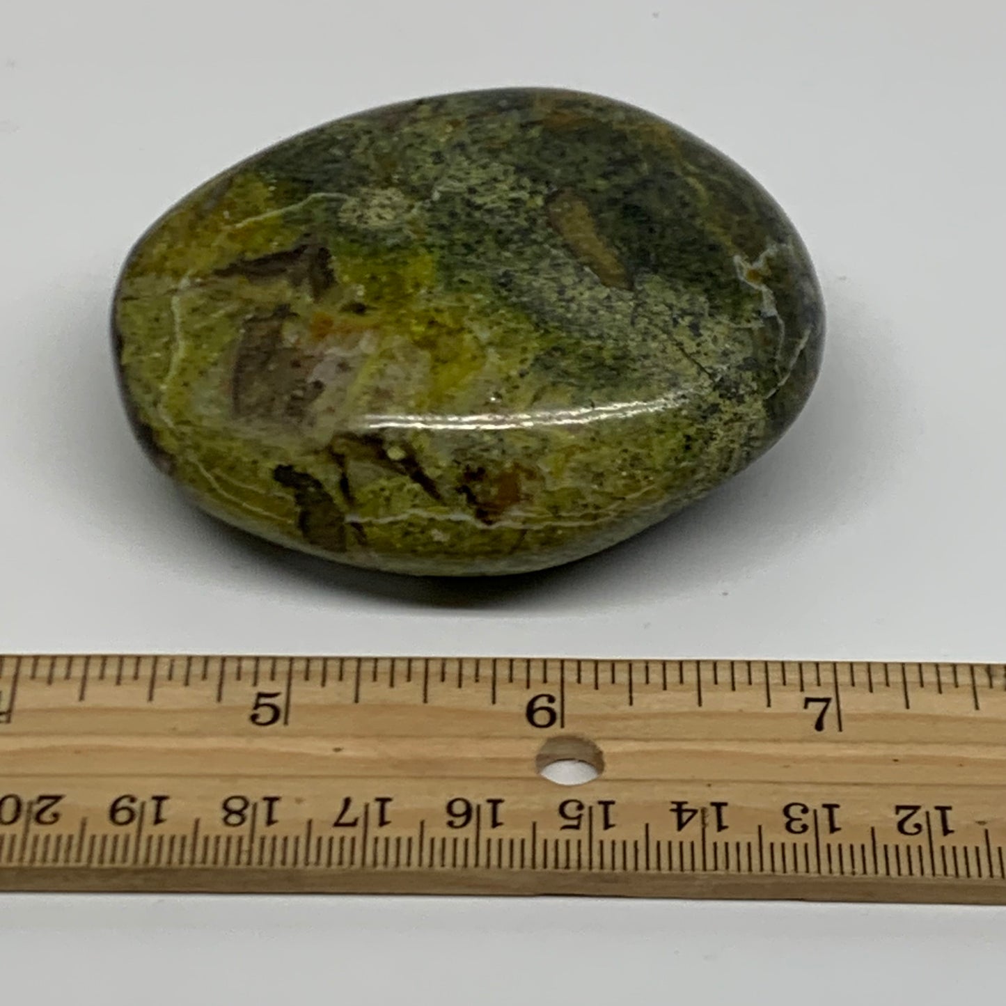 147.5g, 2.8"x2.3"x1.1", Green Opal Crystal PalmStone Polished Reiki, B38269