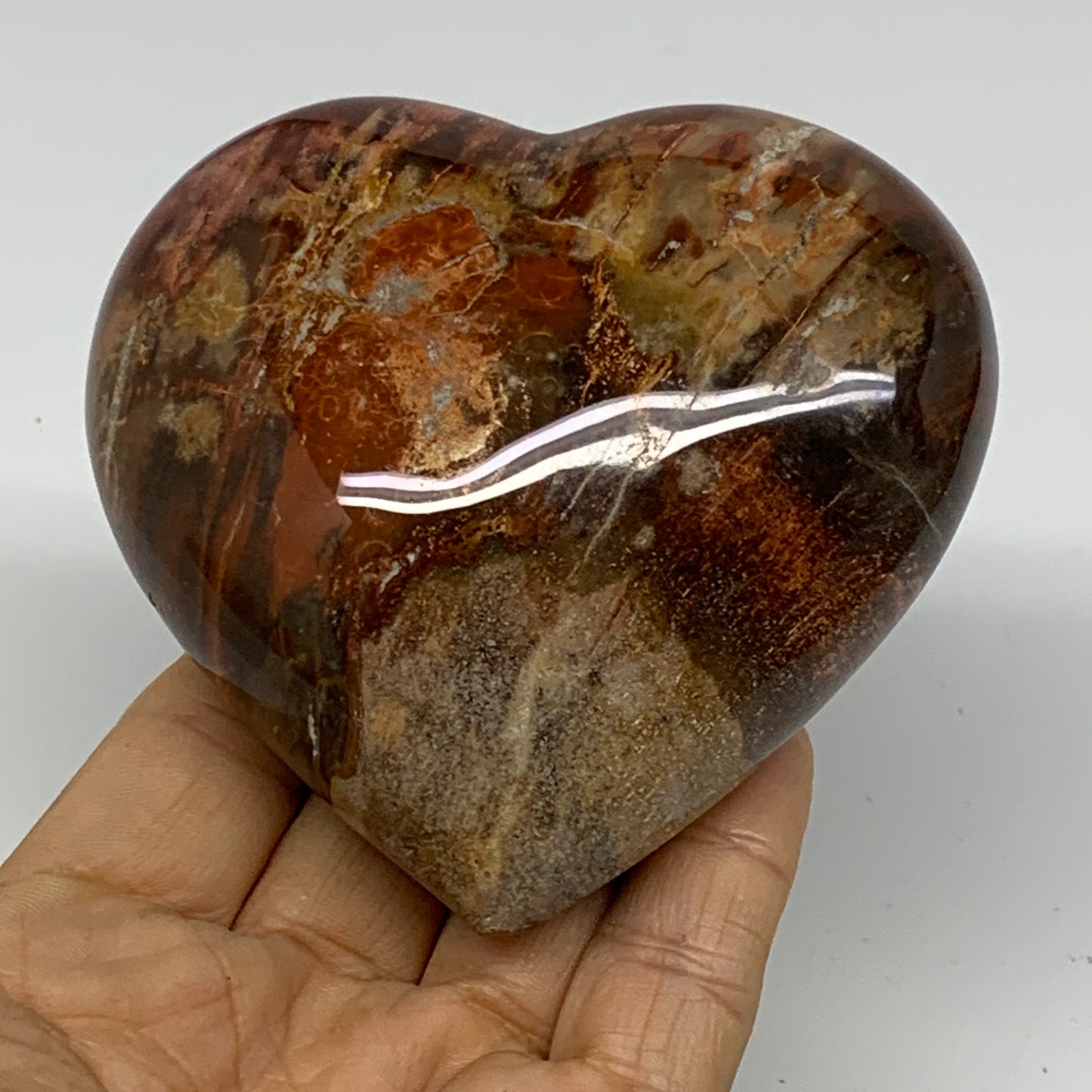 0.87 lbs, 3.2"x3.5"x1.6", Natural Petrified Wood Heart Polished Crystal, B37414